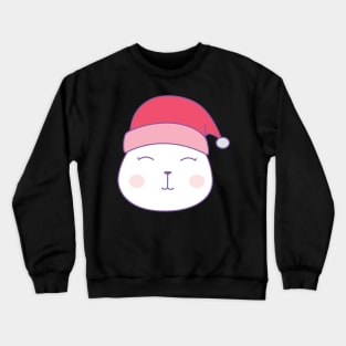 cat in santa claus christmas hat Crewneck Sweatshirt